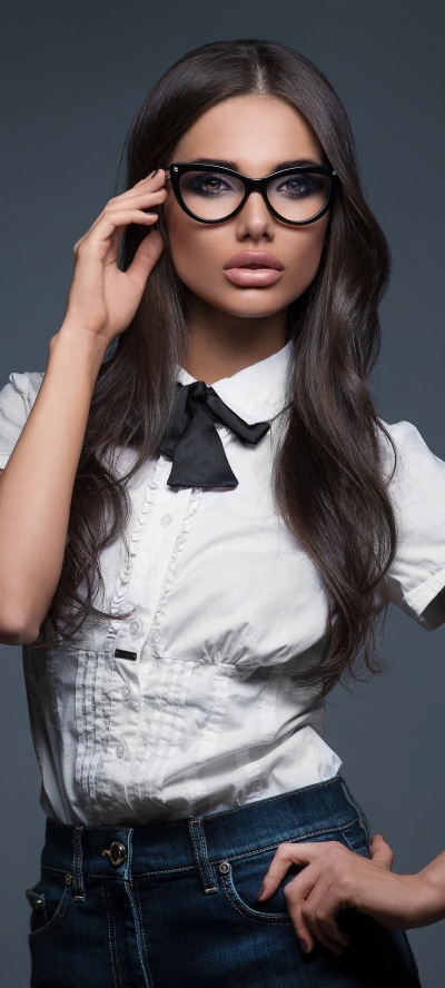 Women Model, Glasses, Black Hair, 1440x3200