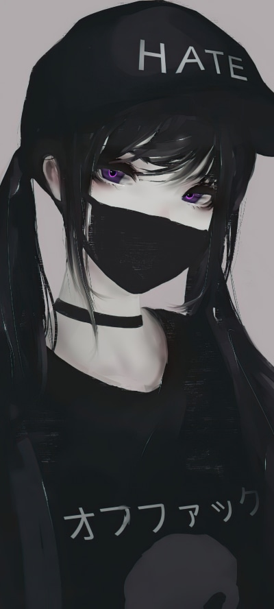 Anime Girl, Twintails, Black Hair, 1440x3200