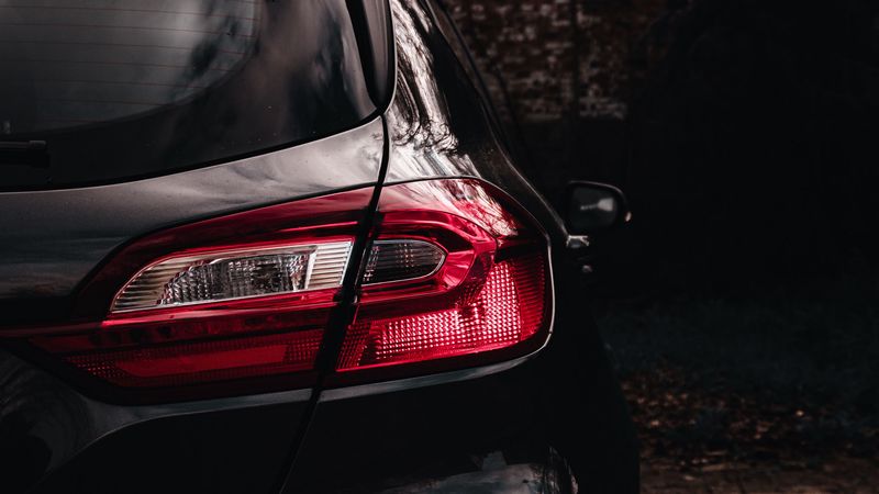 car, headlight, rear view, black, 4k