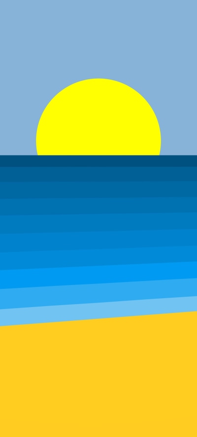 Artistic Minimalist, Ocean, Sun, Beach, 1440x3200