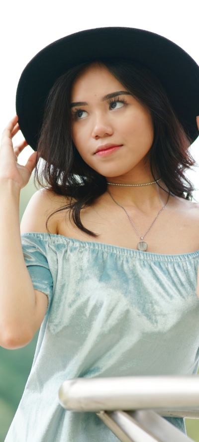 Women Model, Hat, Black Hair, 1440x3200