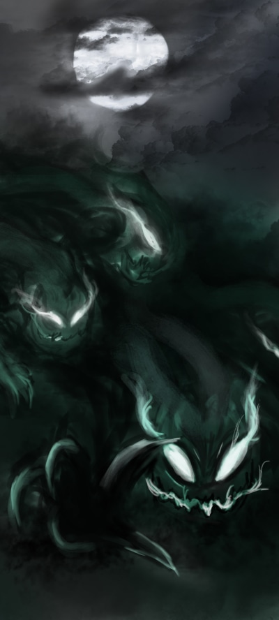 Dark Demon, Night, Full Moon, 1440x3200
