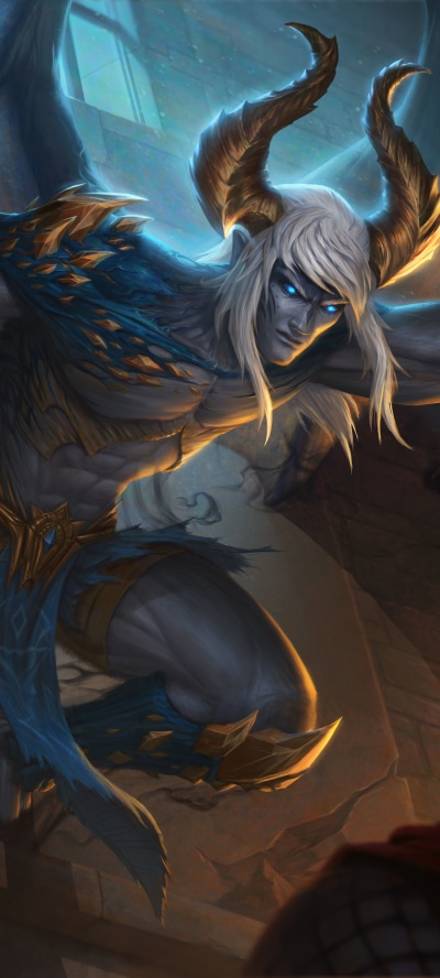 Dark Demon, Warrior, White Hair, Horns, 1440x3200
