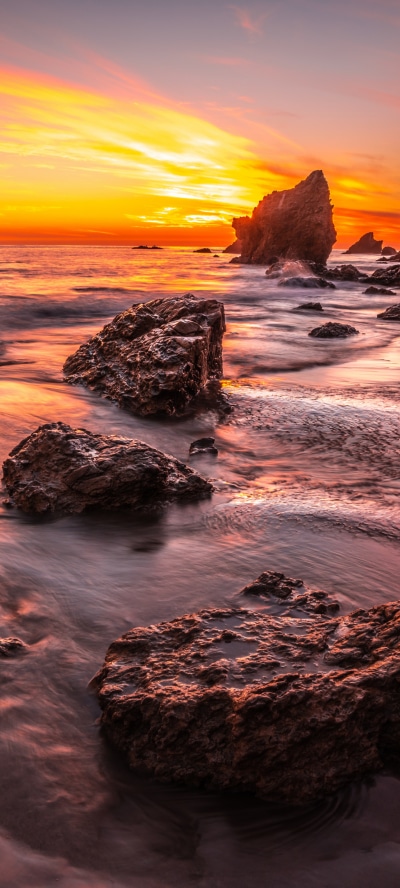Earth Sunset, Horizon, Nature, Ocean, California, 1440x3200