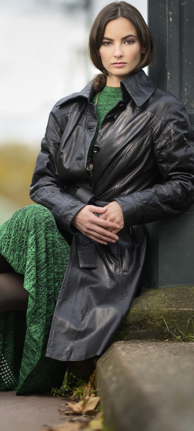 Women Model, Brunette, Leather Jacket, 1440x3200