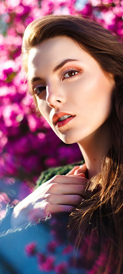 Women Model, Lipstick, Brunette, Brown Eyes, 1440x3200