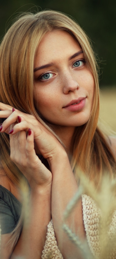 Women Model, Blonde, Blue Eyes, 1440x3200