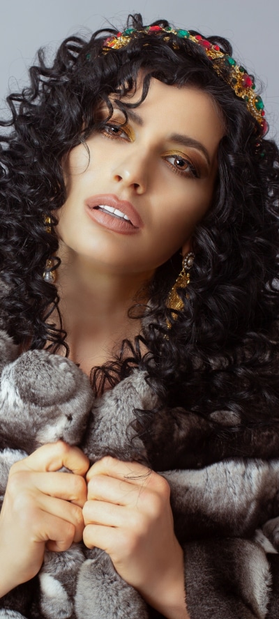 Women Model, Brown Eyes, Curl, Black Hair, 1440x3200