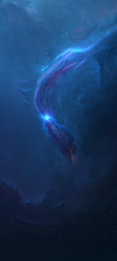 Sci Fi Nebula, Cosmos, Blue, Space, Stars, 1440x3200