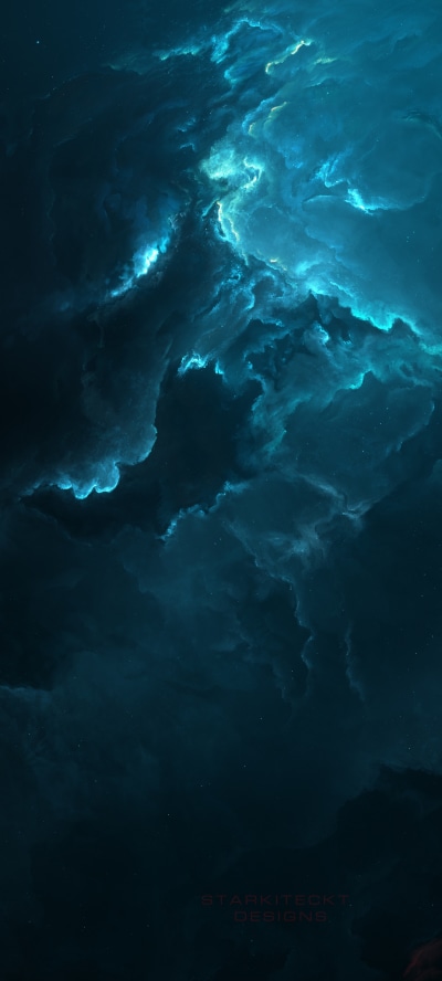 Sci Fi Nebula, Blue, Space, 1440x3200