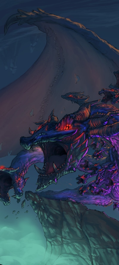 Fantasy Dragon, Creepy, Hydra, 1440x3200
