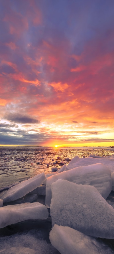 Earth Sunset, Horizon, Nature, Ice, 1440x3200