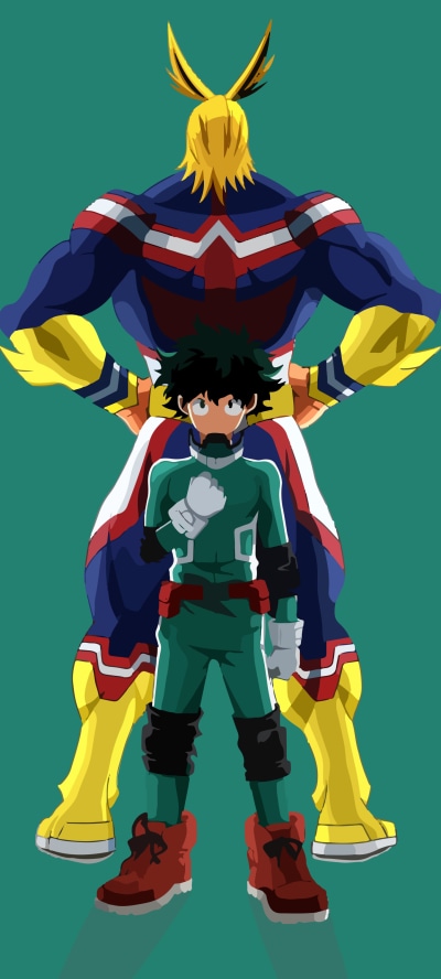 Anime My Hero Academia, All Might, Izuku Midoriya, 1440x3200