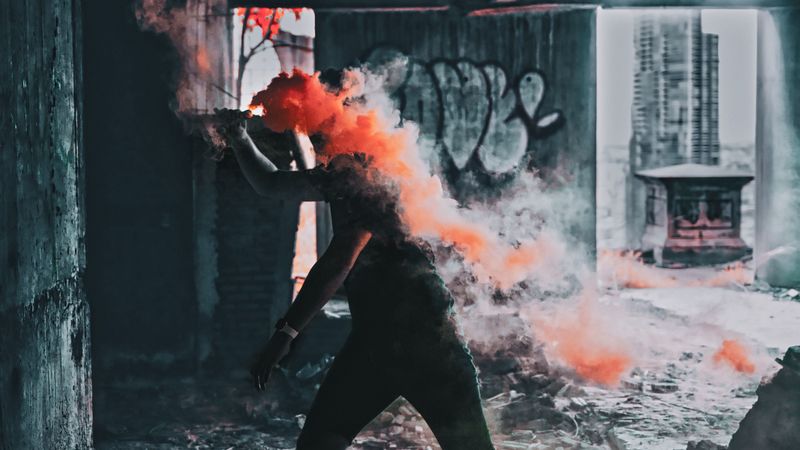 colored smoke, anonymous, smoke, 4k