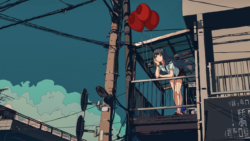 Balloon, Girl, Telephone Pole, 4K, 6K