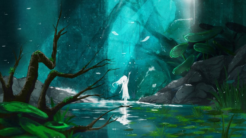 Girl, Fantasy forest, world, 4K