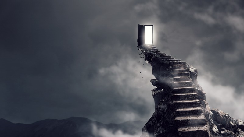 Stairs, surrealism, dark, 4K
