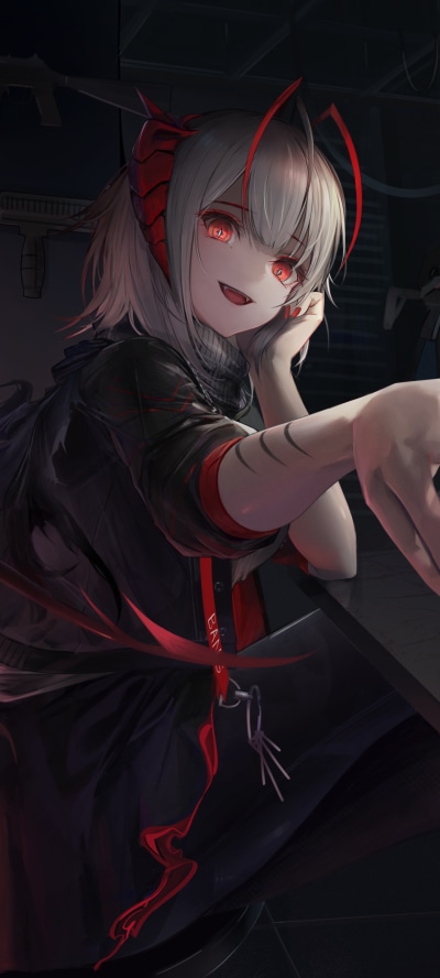 Video Game Arknights, White Hair, Red Eyes, W (Arknights), 1440x3200