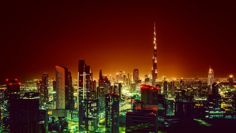 Burj Khalifa, Dubai, Cityscape, Night, 4K