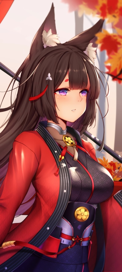 Anime Azur Lane, Amagi (Azur Lane), Animal Ears, 1440x3200