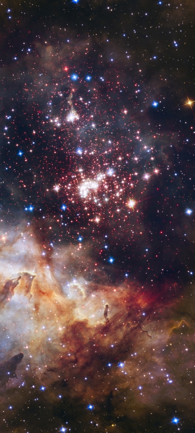 Sci Fi Nebula, Star Cluster, Stars, Space, Milky Way, Galaxy, 1440x3200