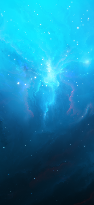Sci Fi Nebula, Blue, Space, 1440x3120