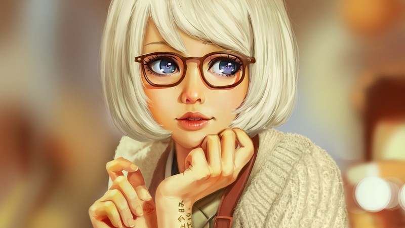 girl, art, blonde, 4k
