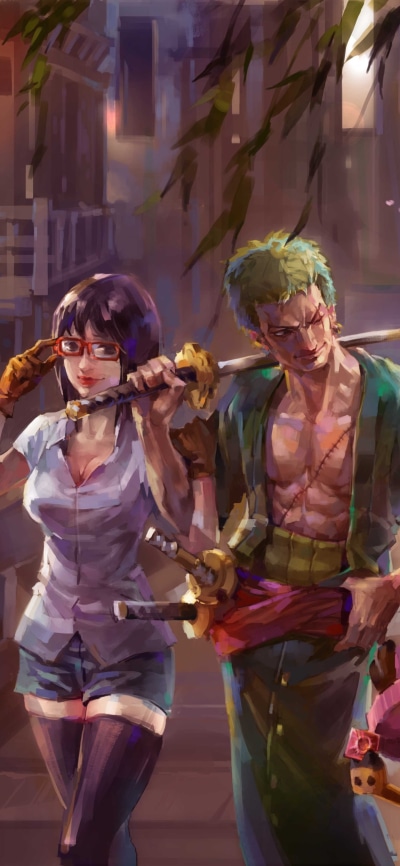 Anime One Piece, Tashigi (One Piece), Roronoa Zoro, 1440x3120