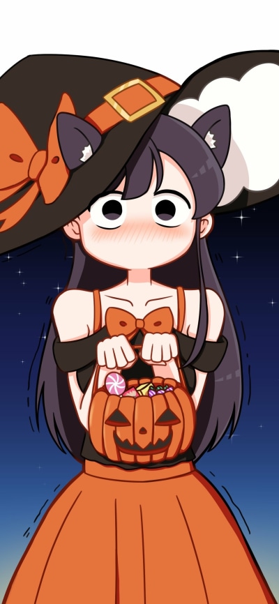 Anime Komi Cant Communicate, Komi Shouko, Halloween, 1440x3120