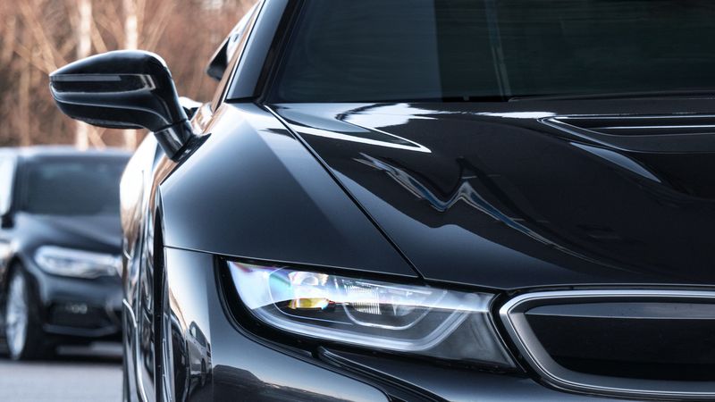 car, sports car, front view, black, 4k