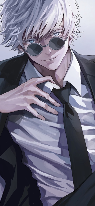 Anime Jujutsu Kaisen, Satoru Gojo, White Hair, 1440x3120