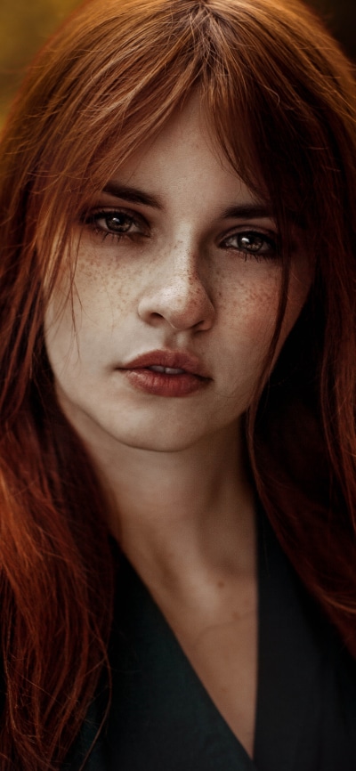 Women Model, Brown Eyes, Freckles, Redhead, 1440x3120