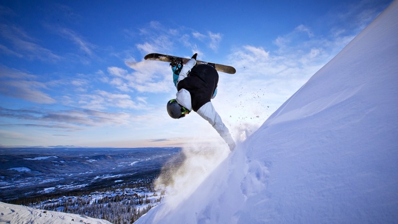 snowboarding, winter, snow, sky, 4k
