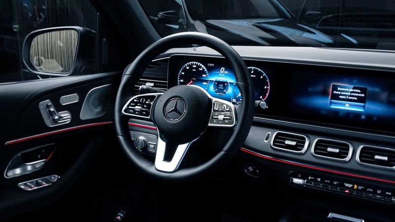 mercedes, steering wheel, interior, seat, 4k