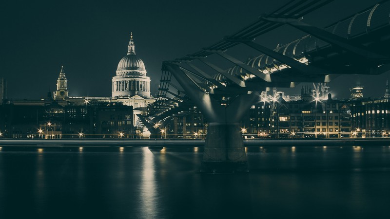 UK, bridge, night, river