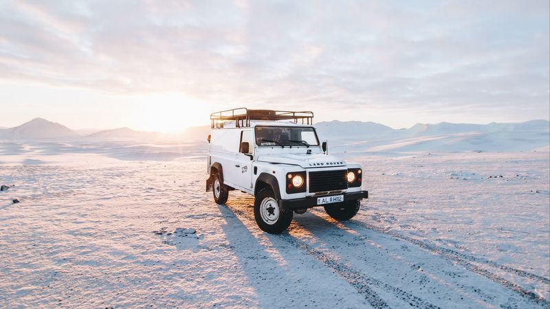 land rover, car, headlights, suv, 4k