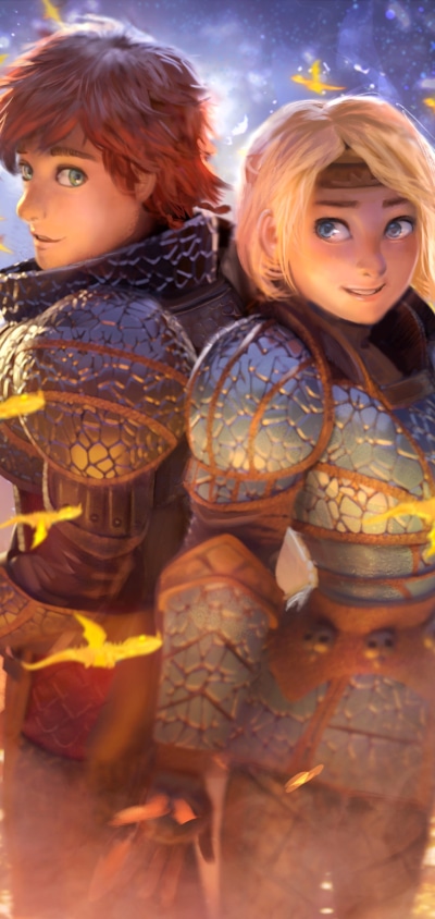 Movie How to Train Your Dragon: The Hidden World, Hiccup (How To Train Your Dragon), Astrid (How To Train Your Dragon), 1440x3040