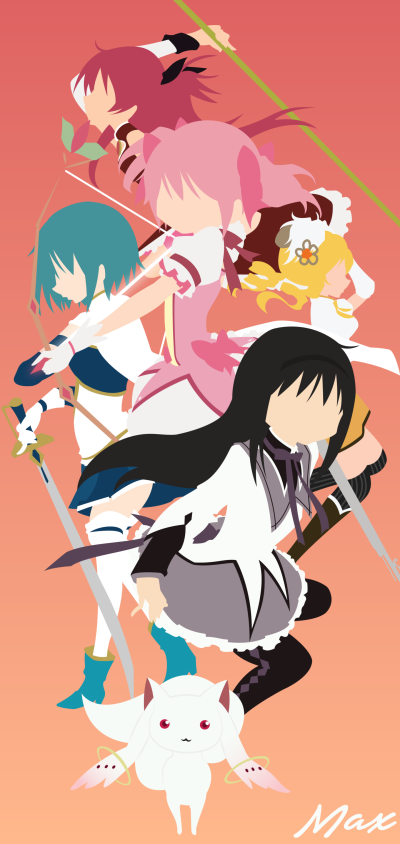 Anime Puella Magi Madoka Magica, Madoka Kaname, Kyuubey (Puella Magi Madoka Magica), Homura Akemi, Sayaka Miki, Kyōko Sakura, 1440x3040