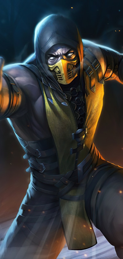 Video Game Mortal Kombat, Scorpion (Mortal Kombat), 1440x3040