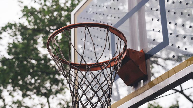 basketball hoop, shield, court, 4k