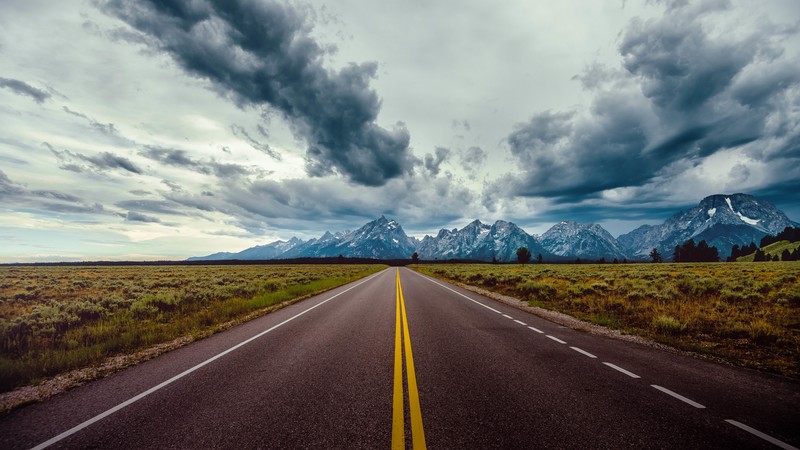 road, sky, clouds, mountains, 4K