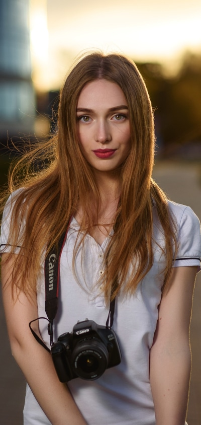Women Model, Lipstick, Camera, Redhead, 1440x3040