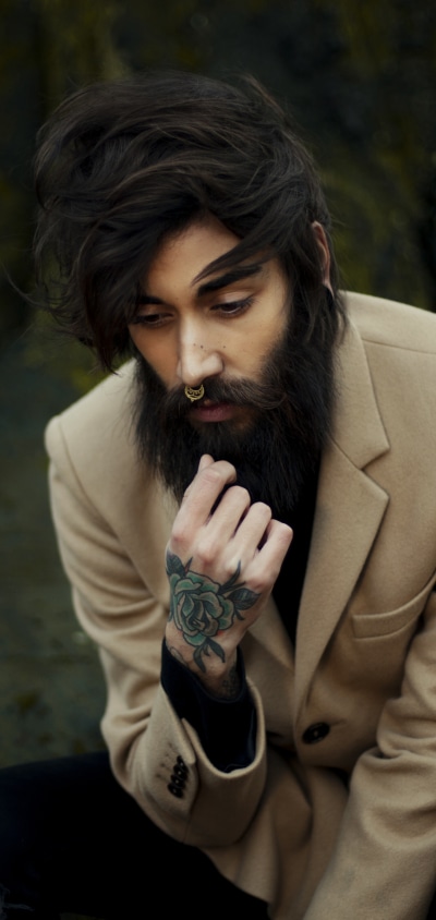 Men Model, Beard, Tattoo, 1440x3040