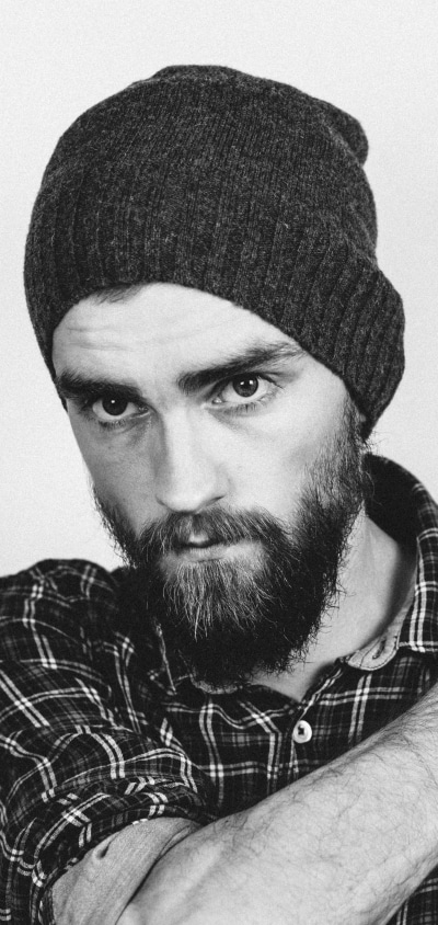 Men Model, Hat, Beard, Black and White, 1440x3040