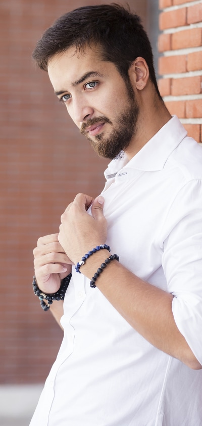 Men Model, Brick, Beard, 1440x3040