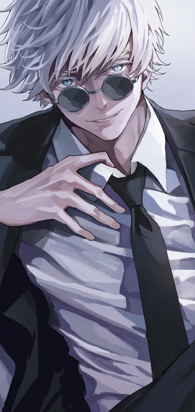 Anime Jujutsu Kaisen, Satoru Gojo, White Hair, 1440x3040