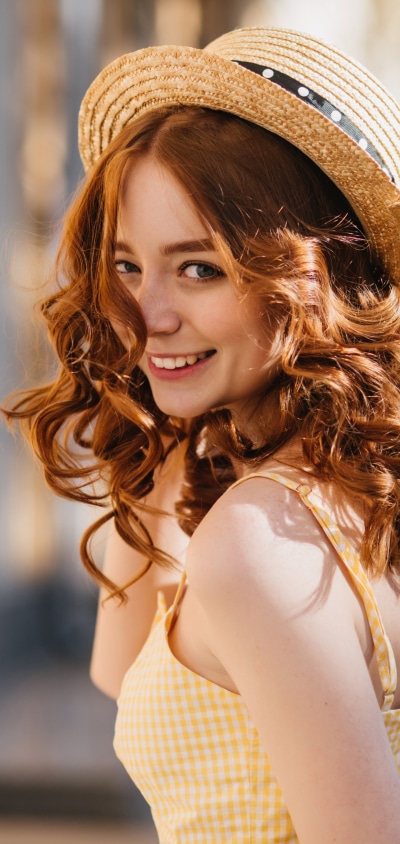 Women Model, Redhead, Hat, 1440x3040