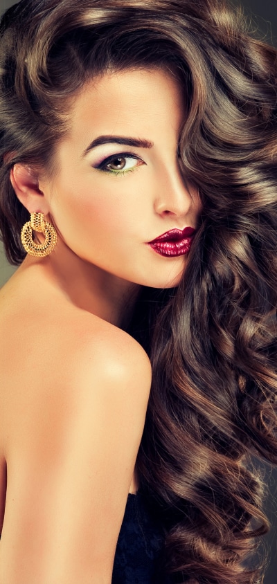 Women Model, Lipstick, Earrings, Hair, Curl, Brunette, 1440x3040