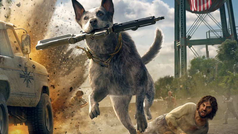 Far Cry 5, screenshot, dog, 4K