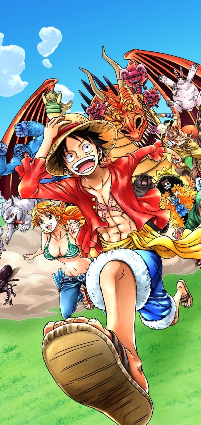 Anime One Piece, Nico Robin, Monkey D. Luffy, Nami (One Piece), Franky (One Piece), Brook (One Piece), 1440x3040